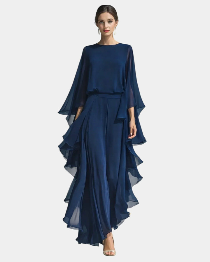 Véronique | Completo elegante in chiffon con volant