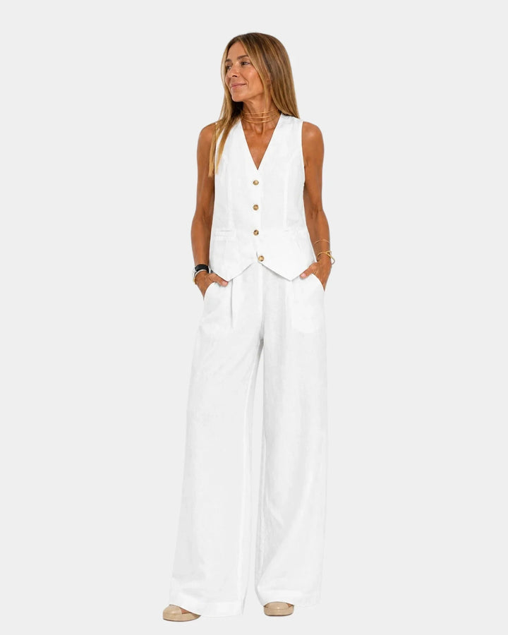 Assia | Completo gilet senza maniche e pantaloni